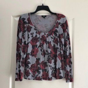 Talbots Red on gray floral patterned sweater